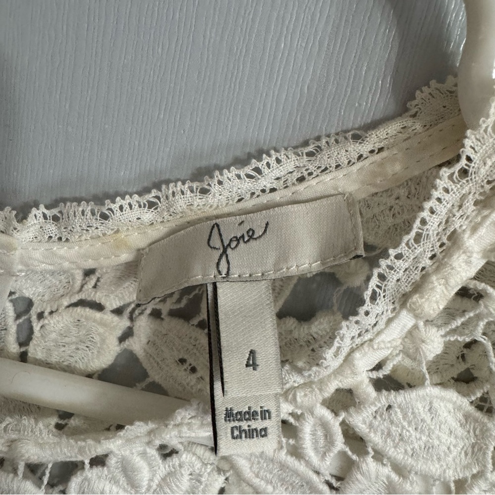 Joie Celedonia Floral Lace Scallop White Dress Size 4 - Picture 4 of 14